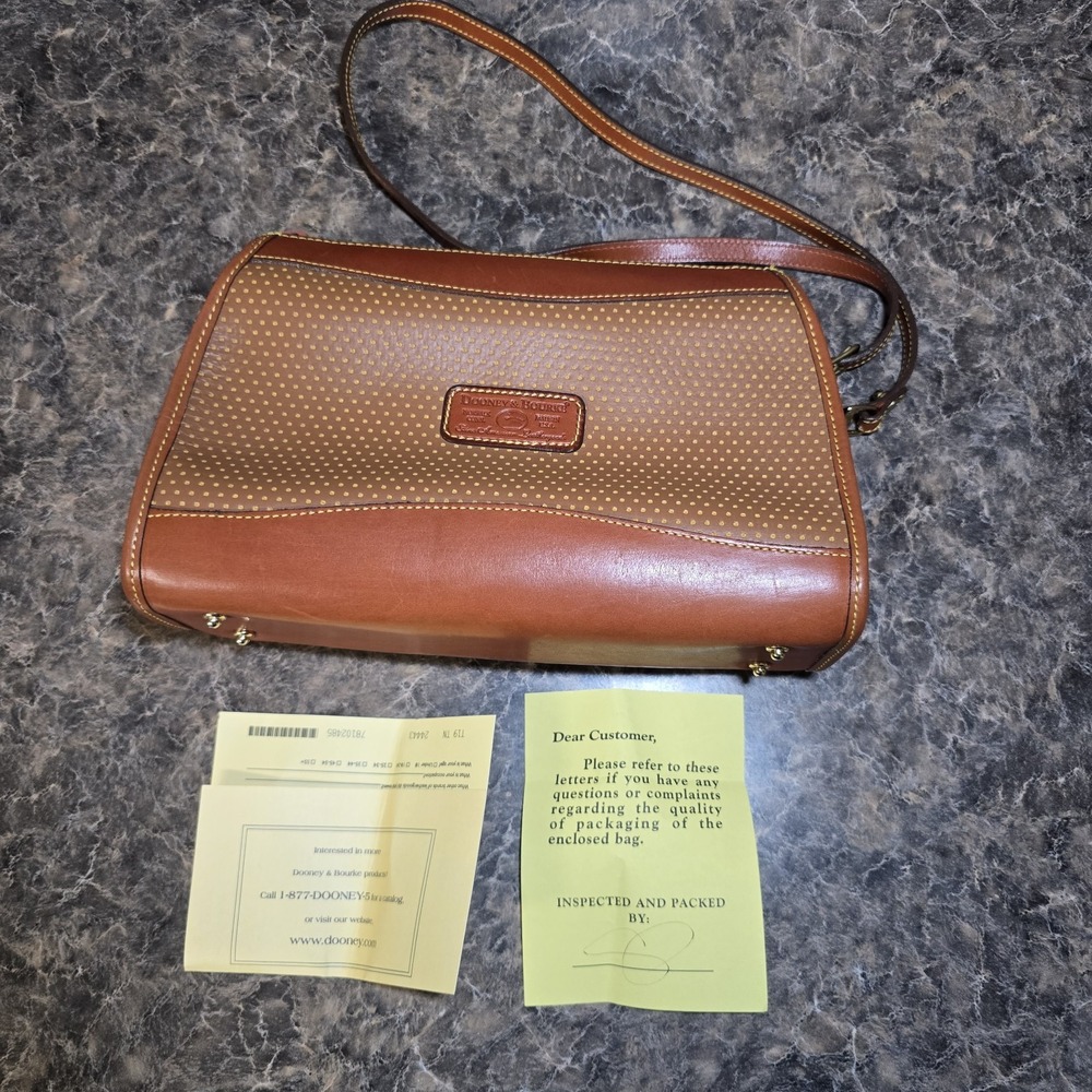 Vintage Dooney & Bourke Brown‎ Perforated Leather Crossbody Shoulder Bag